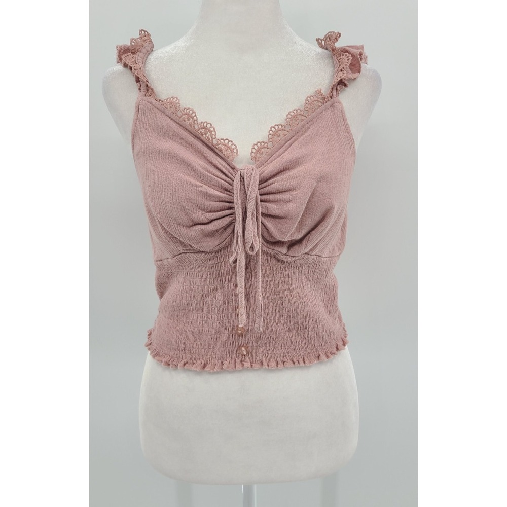 Y2K 90s Babydollβ Coquette Crochet Crop Womens Tank Top Small Romantic Smocked